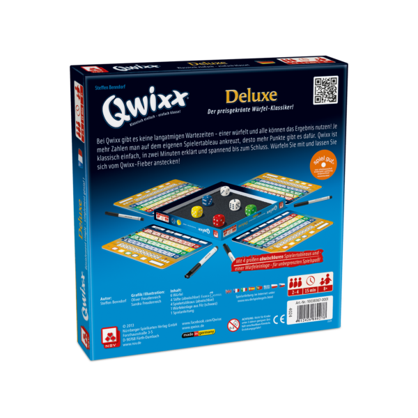 Qwixx – Deluxe ab 8 Jahren NSV - Nürnberger Spielkarten Verlag